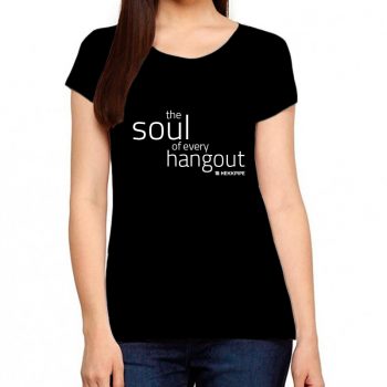Women black t-shirt with signature soul of every hangout